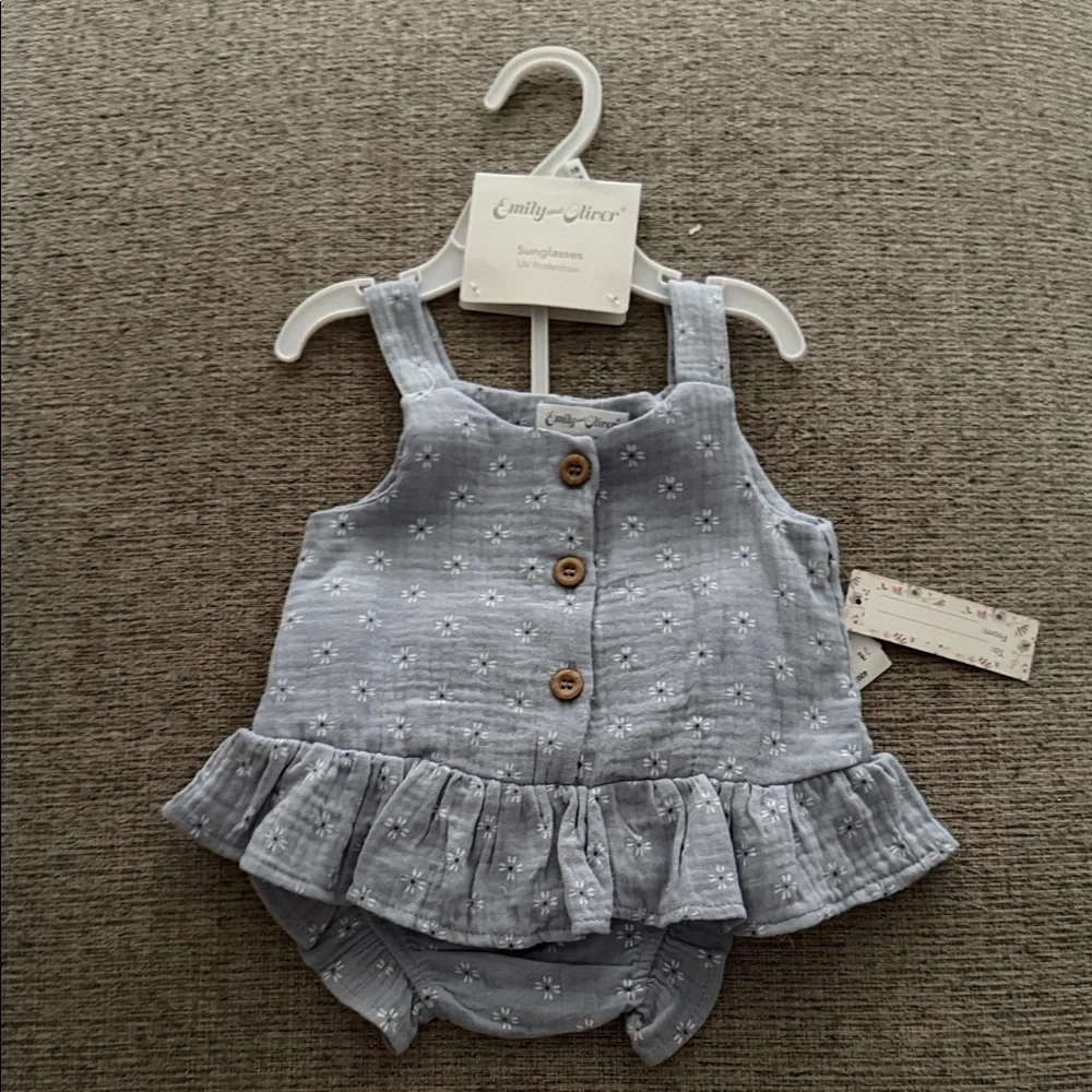 Emily Oliver Blue Floral Diaper Cover